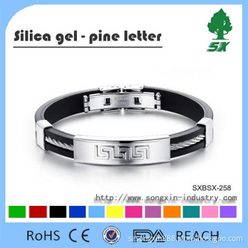 Handmade and length adjustable stainless steel Jewellery/Top Grade silicone bracelet&Bangles with 316L